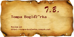 Tompa Boglárka névjegykártya